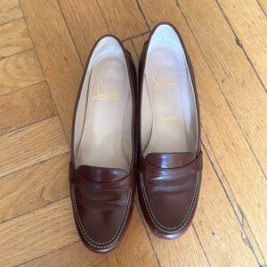 Christian Louboutin brown leather loafers size 40 size 9
